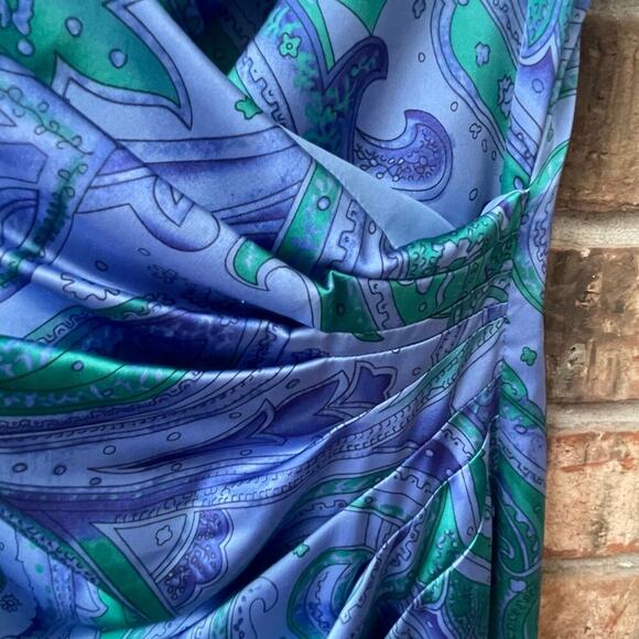 Ralph Lauren Paisley Dress Size 2 Satin Dress Faux Wrap Cocktail Party Event - Picture 2 of 5